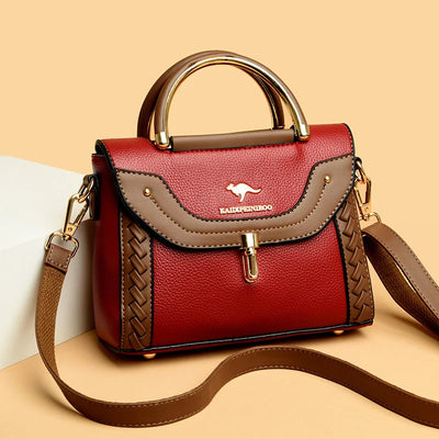 Faux Leather Crossbody Bag - Beige
