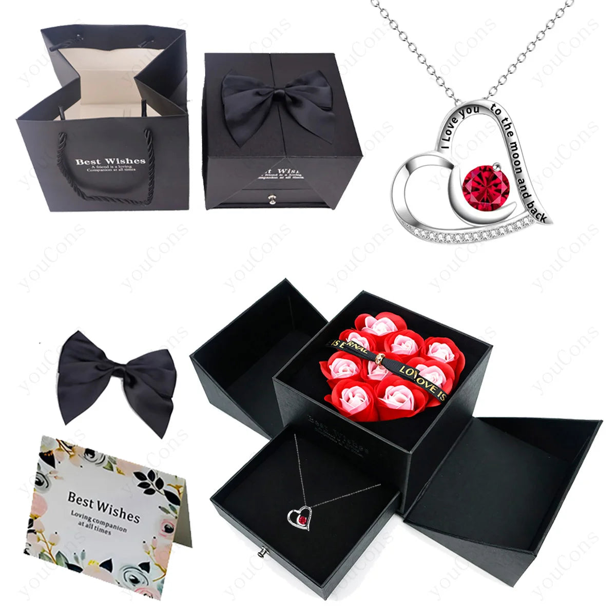 Heart Bow Pendant Necklace gift presentation