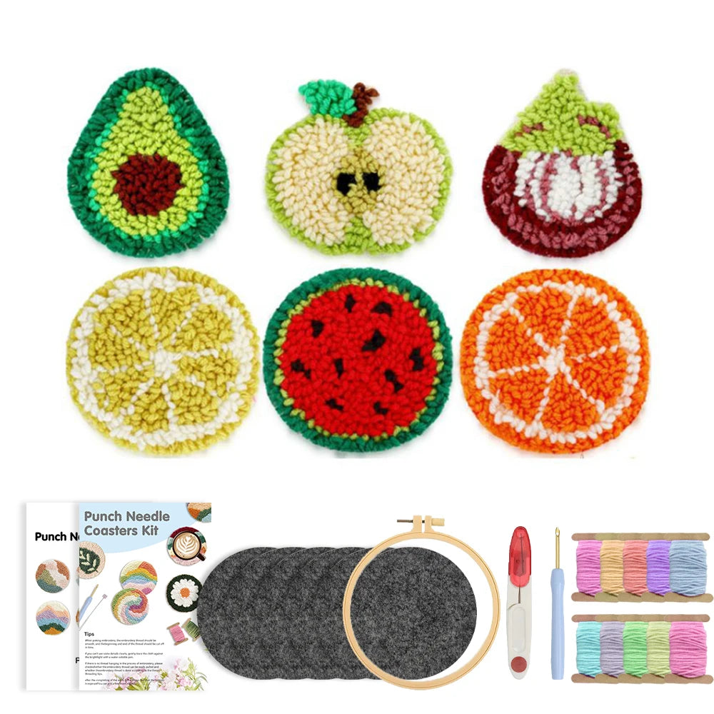 GATYZTORY Punch Needle Coaster Kit lifestyle shot