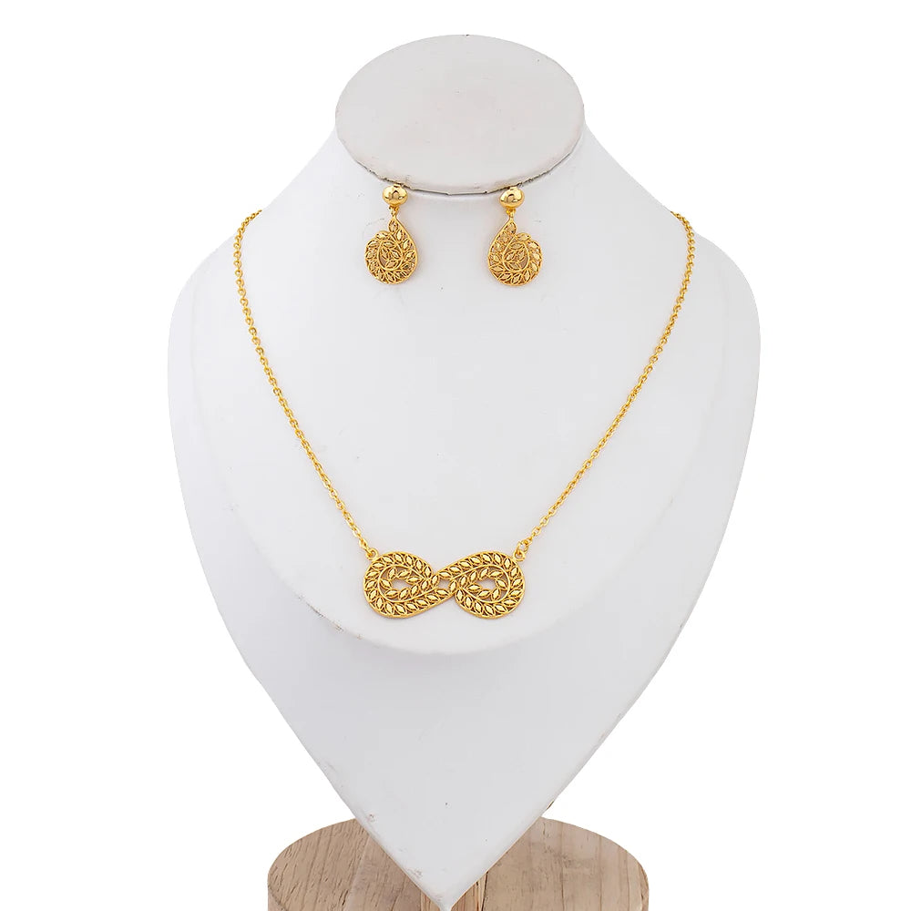 Infinity Leaf Necklace & Earring Set full colour range