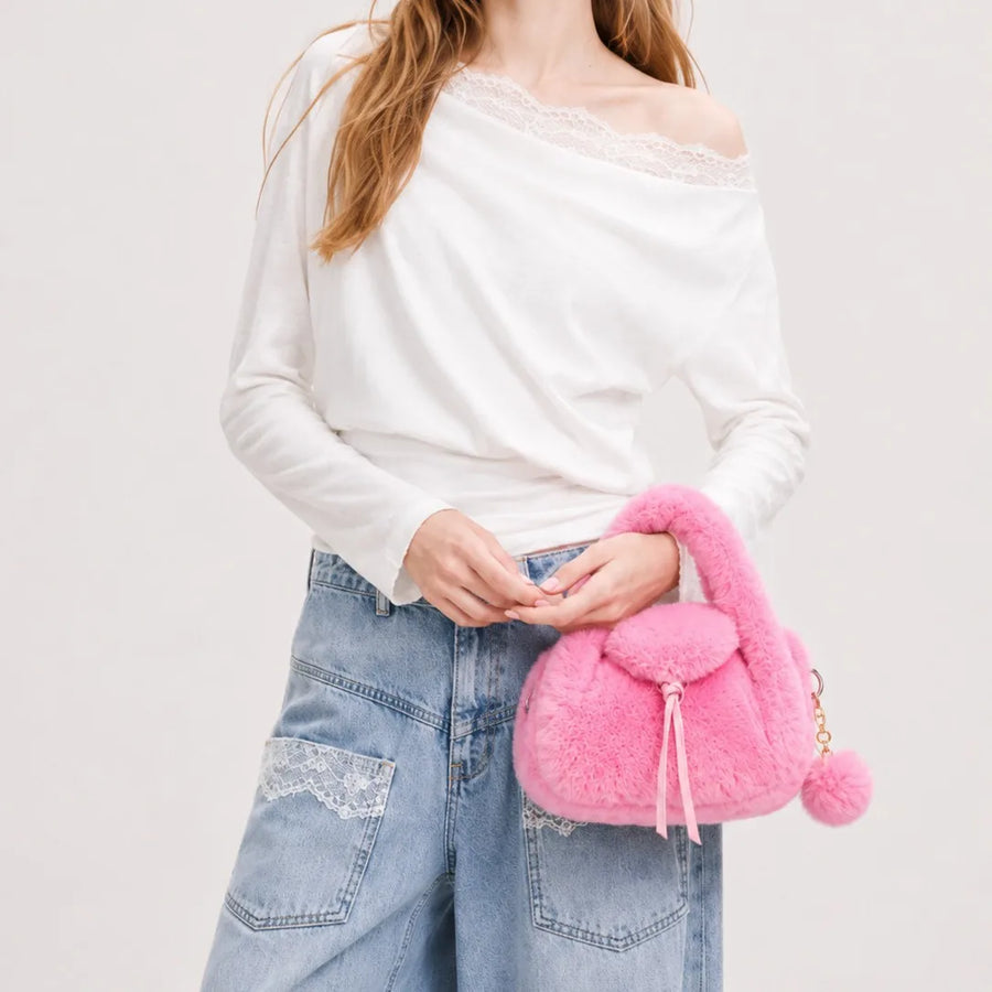 Dopamine Plush Crossbody Bag - Beige