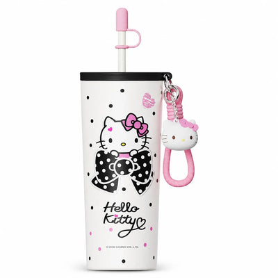 Hello Kitty Sanrio Insulated Tumbler 316 Stainless Steel Water Bottle with Charm Strap – Portable Vacuum Travel Cup for Office, School & Daily Use