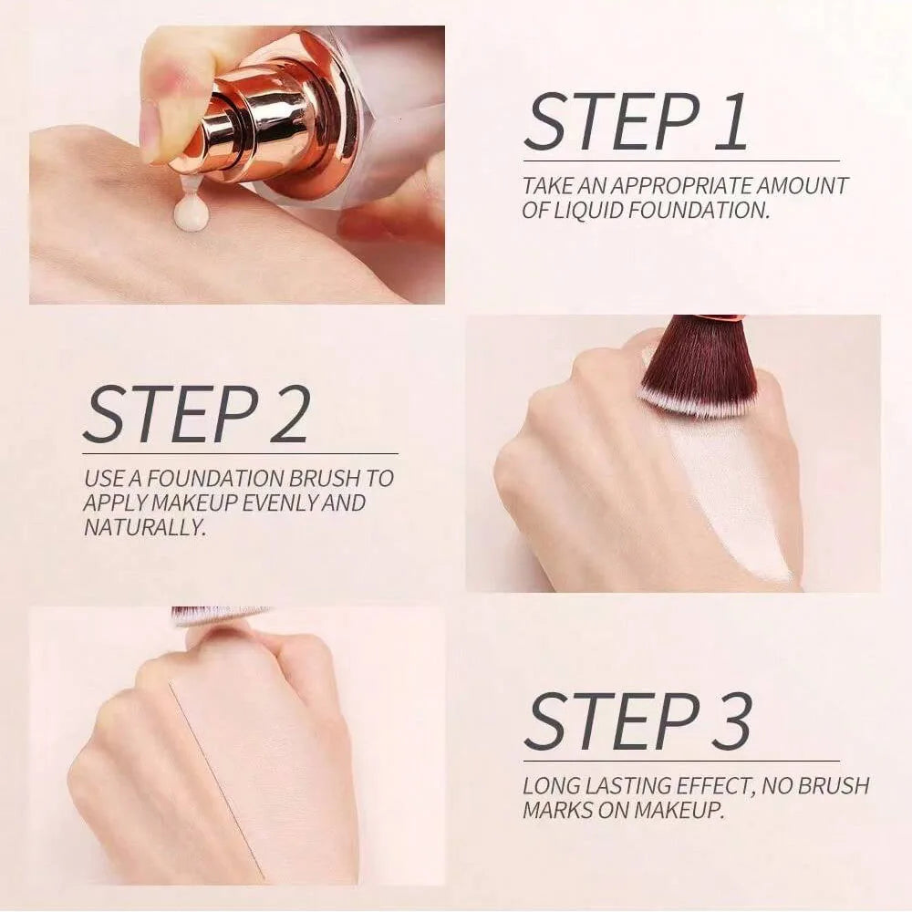 Soft Blending Foundation Brush - Blush Pink handle detail