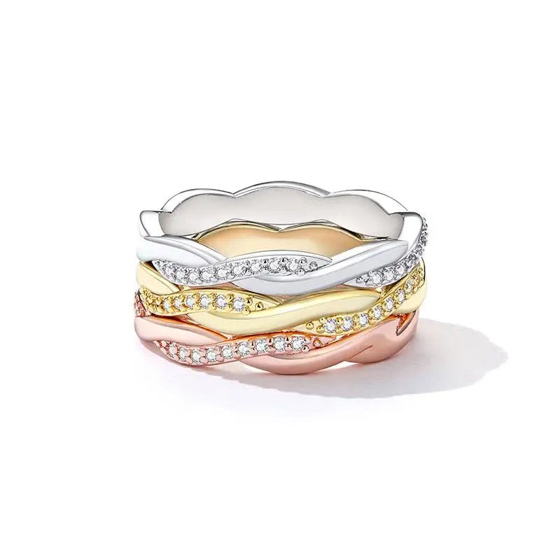 BAMOER Twisted Rope Ring - Silver