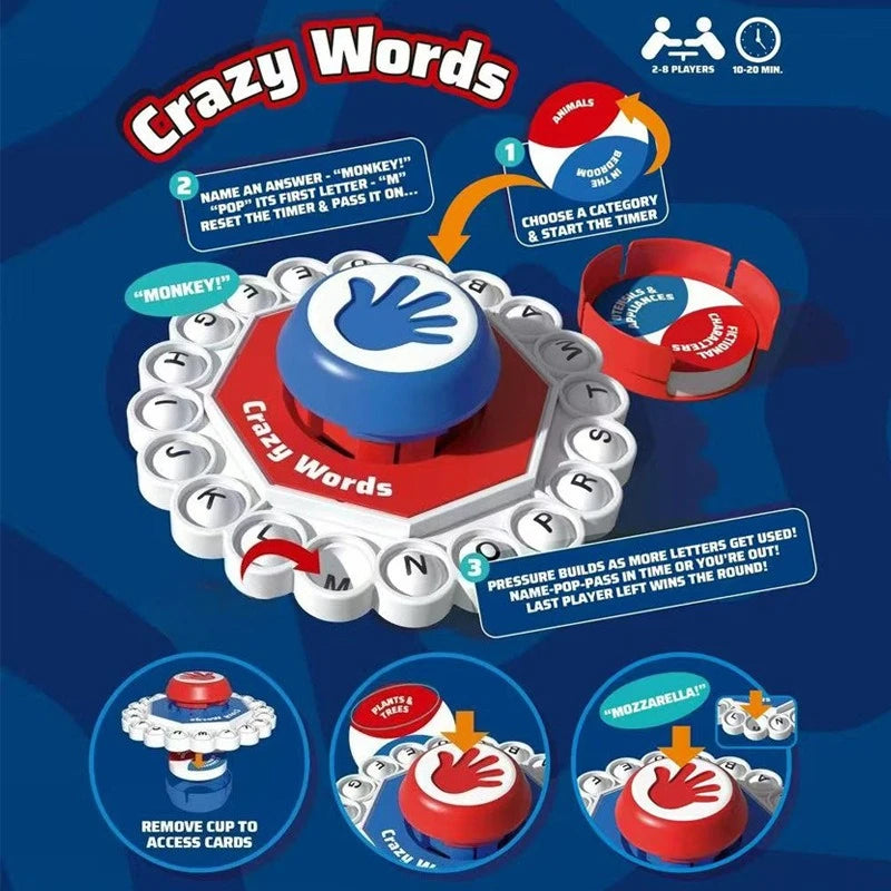 Crazy Words Family Board Game letter tiles