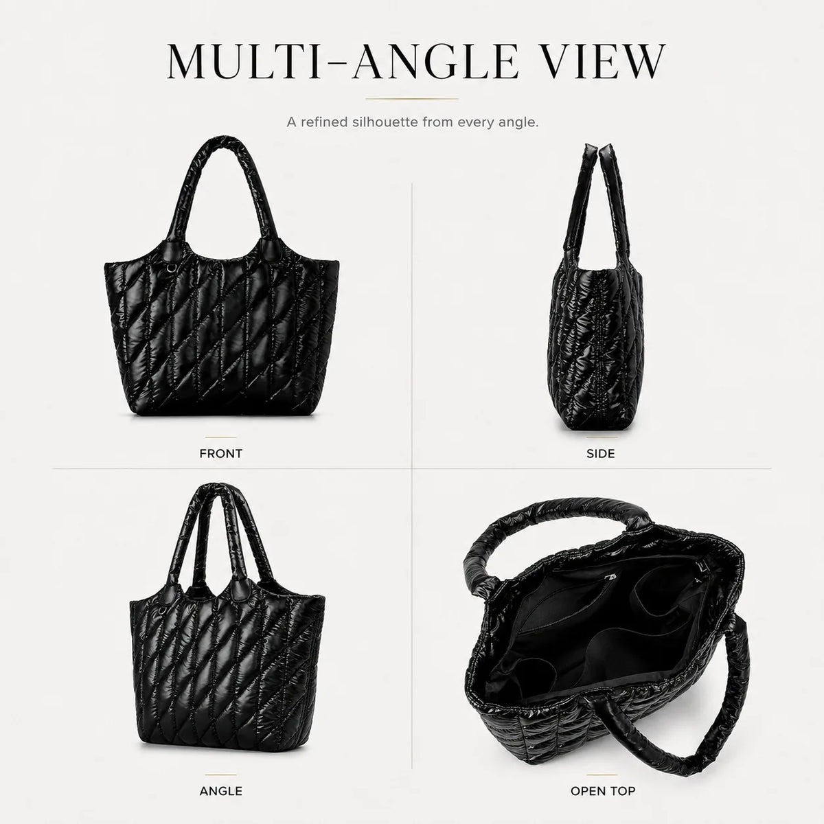 Large Capacity Quilted Tote Bag interior view