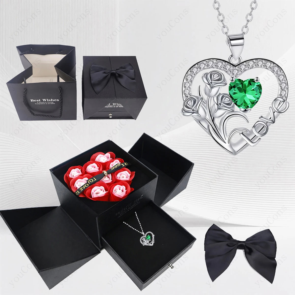 Zircon Heart Necklace rose box detail