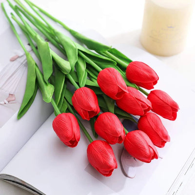 Real-Touch Artificial Tulip Flowers - Pink