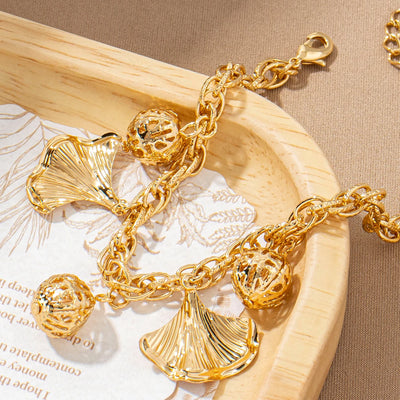 Ginkgo Leaf Charm Bracelet styling shot