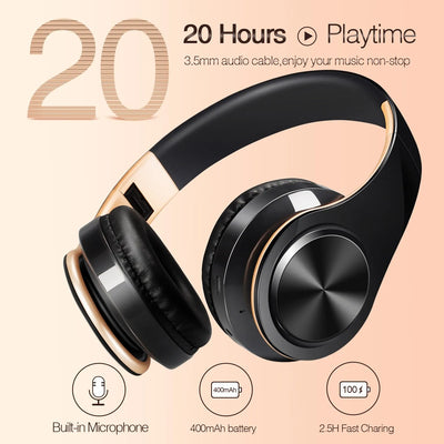 Aurex GoldSound Wireless Headphones - White & Orange