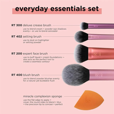 Real Techniques Everyday Essentials 5-Piece Brush & Sponge Set - complexion sponge