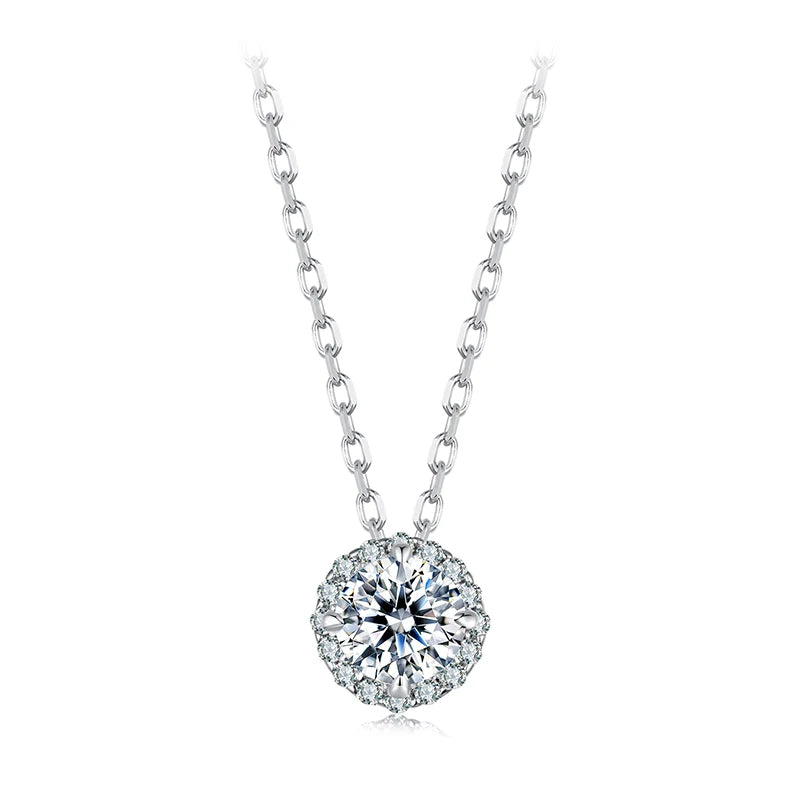 BAMOER Round Halo Moissanite Necklace gift presentation