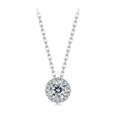 BAMOER Round Halo Moissanite Necklace gift presentation