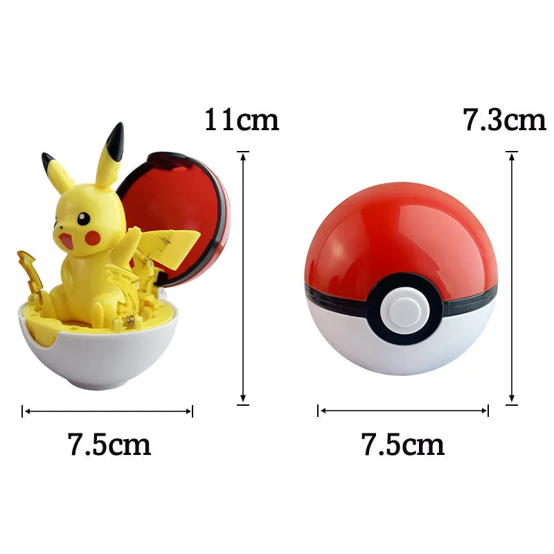 Cute Pokemon Figure Meowth Pokeball Pikachu Bulbasaur Eevee Charmander Squirtle Pocket Monster Elf Deform Poke Ball Toy Ornament