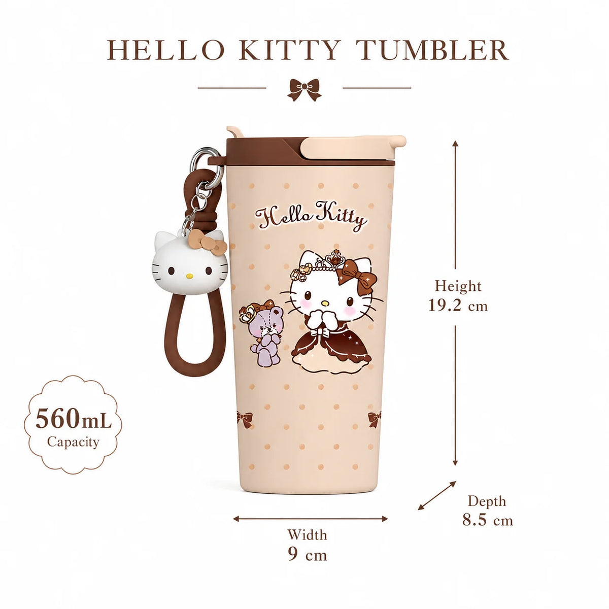 Sanrio Hello Kitty Tumbler Insulated Cup Travel Mug Straw Water Bottle Thermal Coffee Cup Portable Drinkware with Handle Charm