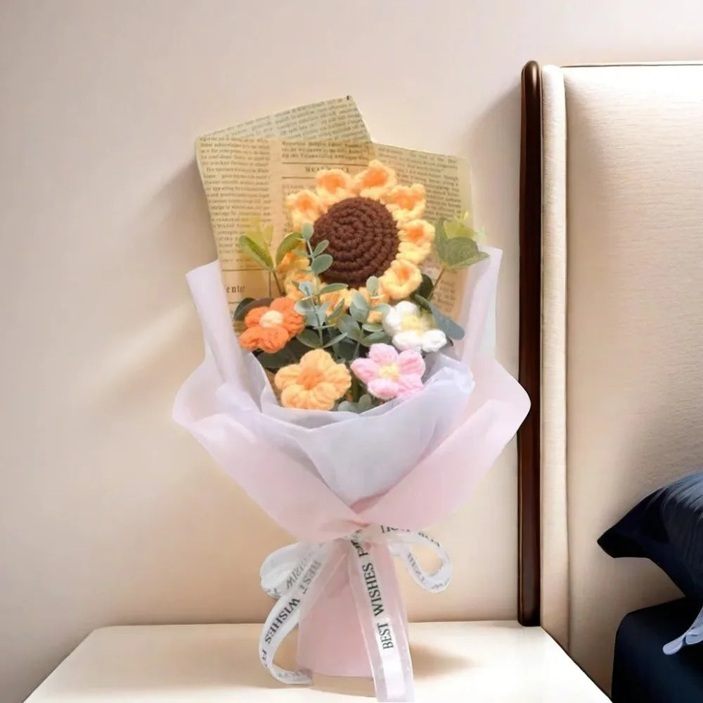 Handmade Crochet Flower Bouquet - Purple