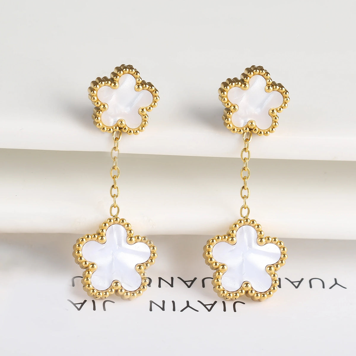 Five-Leaf Flower Drop Earrings
