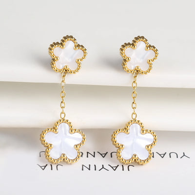 Five-Leaf Flower Drop Earrings