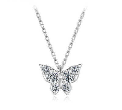 BAMOER Moissanite Butterfly Necklace
