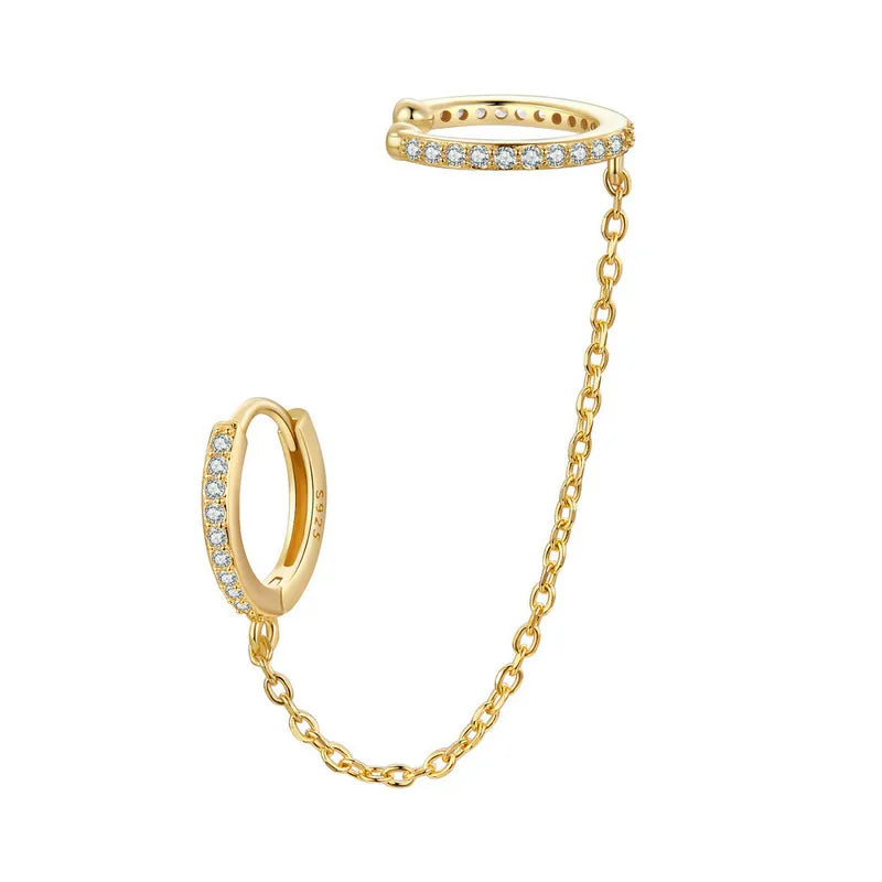 BAMOER Double Circle Mono Hoop Earring texture detail