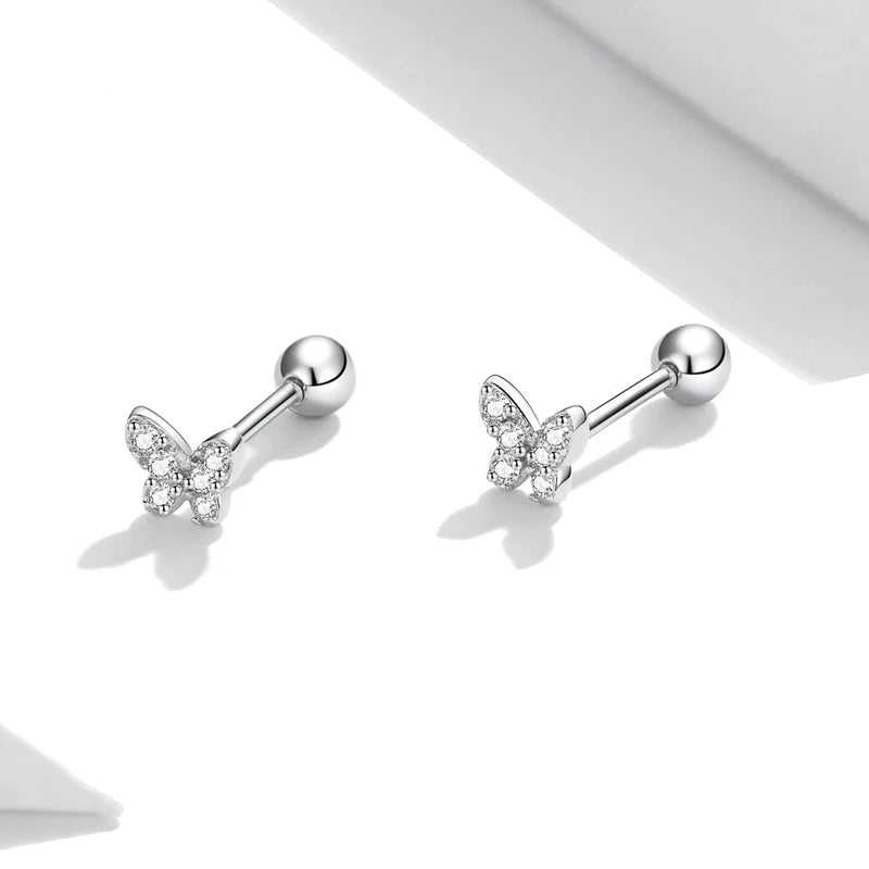 BAMOER Tiny Charm Stud Earrings - Butterfly