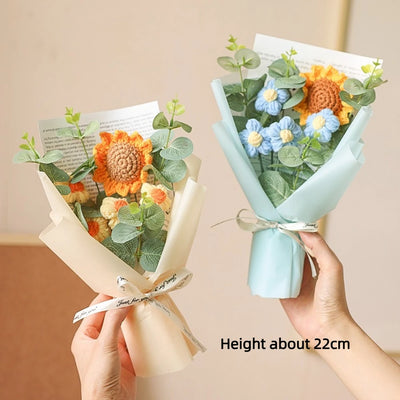 Handmade Crochet Flower Bouquet - Orange