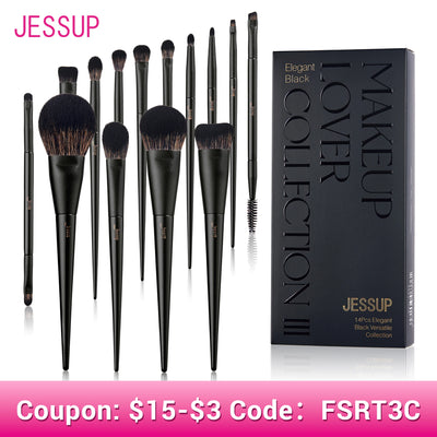 Jessup Makeup Brushes Set,10-14pcs Make Up Brush Contour Foundation Powder Eyeshadow Highlight Blending Concealer Liner T336