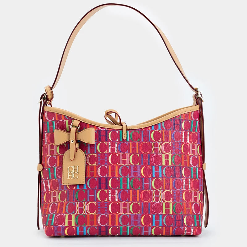 CH Hobo Bag Women Colorful Logo Print Shoulder Bag Large Capacity Top Handle Handbag For Work Bolsos