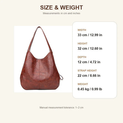 Women's Soft PU Leather Tote Bag - Black