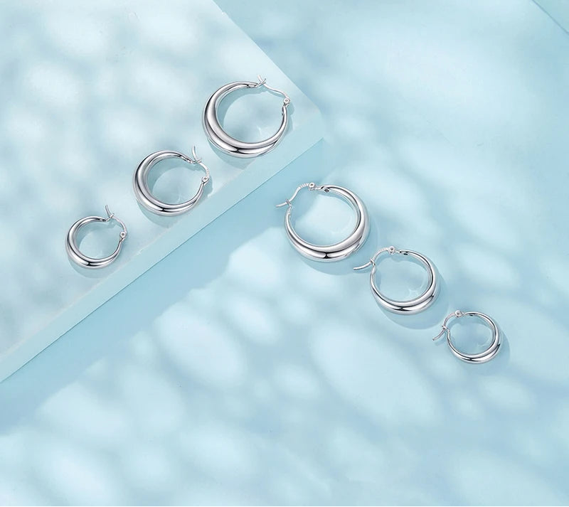 BAMOER Chunky Hoop Earrings - Small