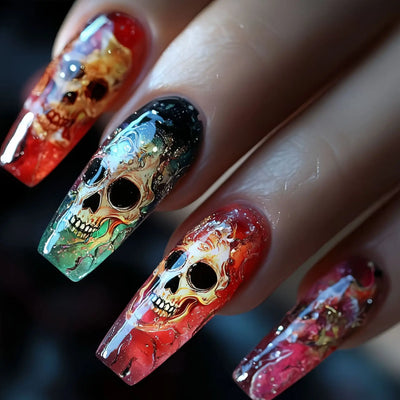 Crimvella Nocturne Nails 24pc Long Dark Red Halloween Press-On Nails
