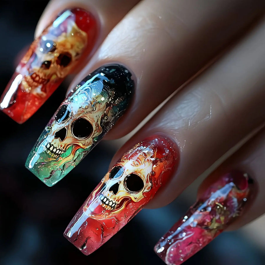 Crimvella Nocturne Nails 24pc Long Dark Red Halloween Press-On Nails