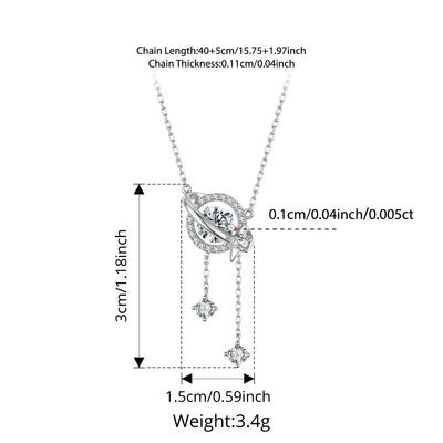 BAMOER Celestial Orbit Moissanite Necklace stone detail