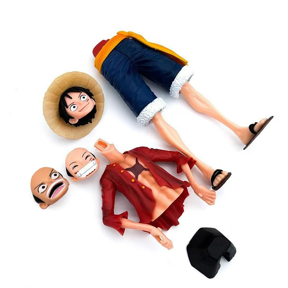 Hot 28cm  One Piece Anime Figure Confident Smiley Luffy Three Form Face Changing Doll Action Figurine Model Toys  Kits