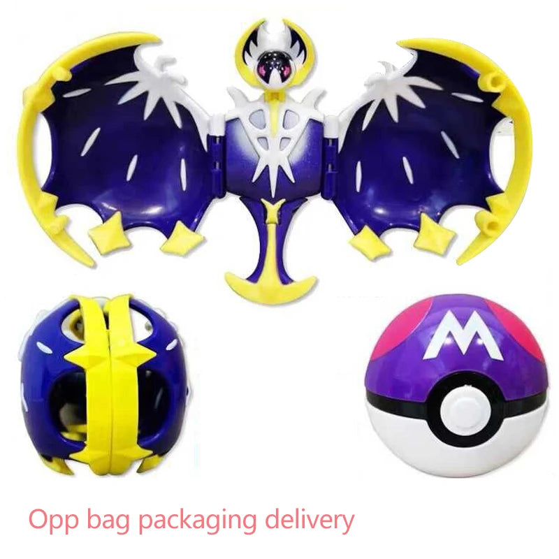 Pocket Monster Pokemon Action Figures Deform Ball Toys Pikachu Gyarados Charizard Gengar Venusaur Mewtwo Solgaleo Pokeball Dolls
