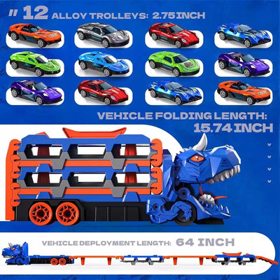 Dinosaur Catapult Car Track Playset close-up