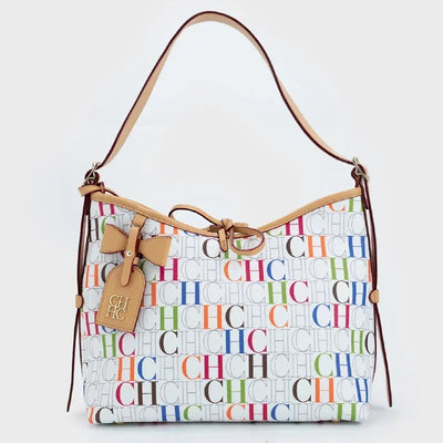 CH Hobo Bag Women Colorful Logo Print Shoulder Bag Large Capacity Top Handle Handbag For Work Bolsos