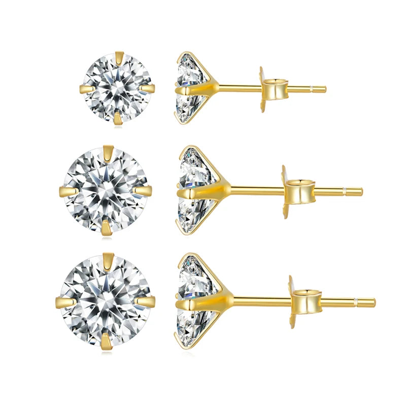 BAMOER 3-Pair CZ Stud Earring Set gift presentation