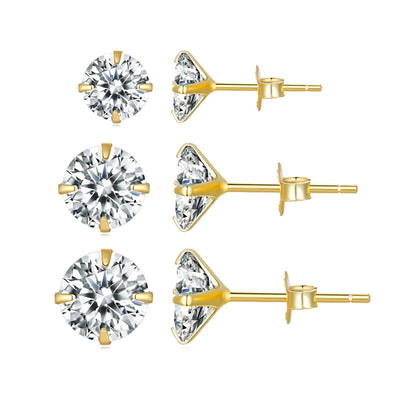 BAMOER 3-Pair CZ Stud Earring Set gift presentation