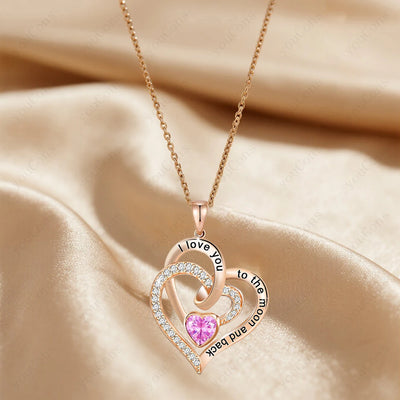 Heart Pendant Necklace with Rose Gift Box close-up