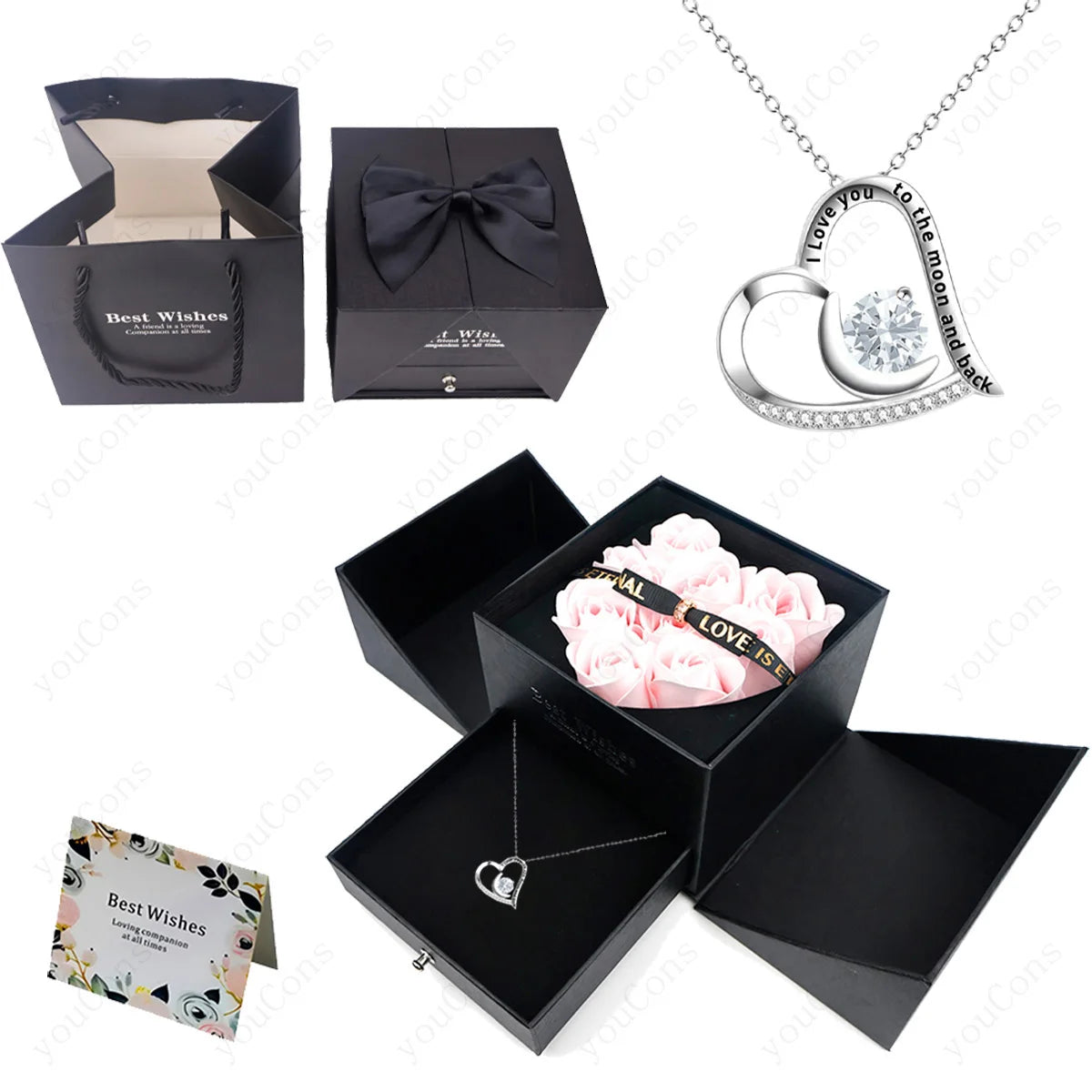 Heart Bow Pendant Necklace size reference