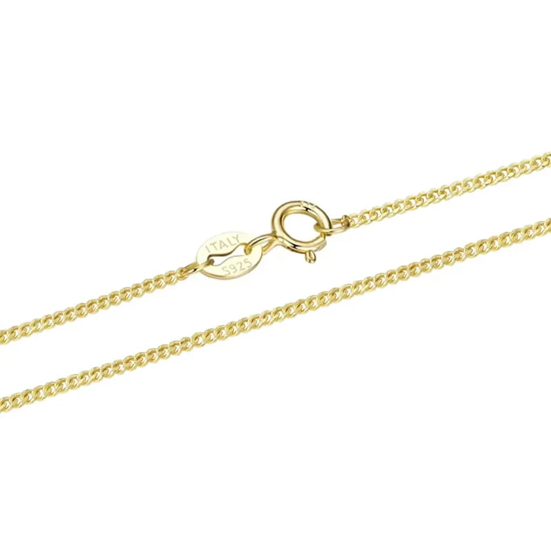 BAMOER Gold Vermeil Curb Chain Necklace - Silver