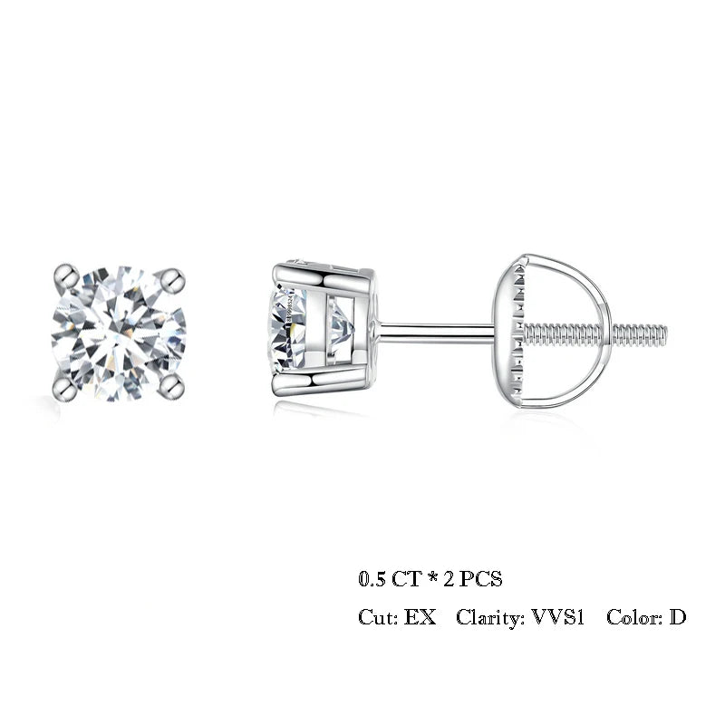 BAMOER 2ct Moissanite Stud Earrings - Green