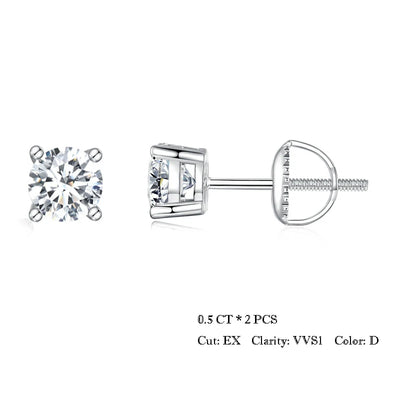 BAMOER 2ct Moissanite Stud Earrings - Green