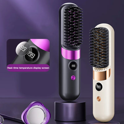 Lunara Glide Cordless Styling Brush in use