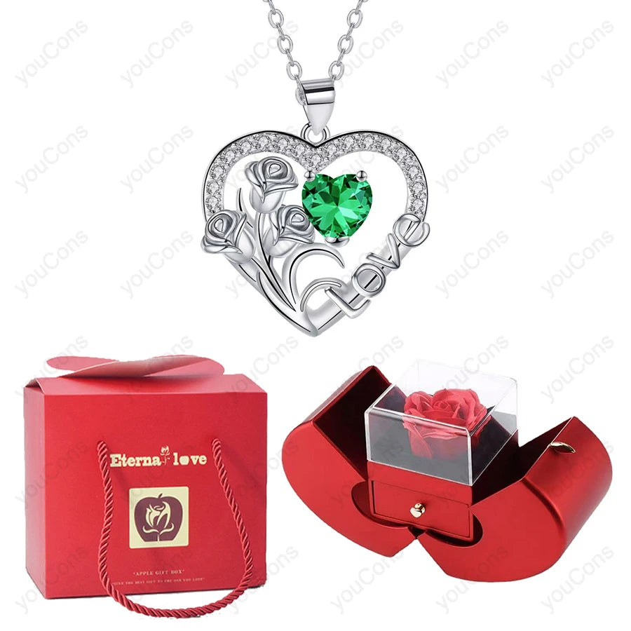 Heart Zircon Necklace - White