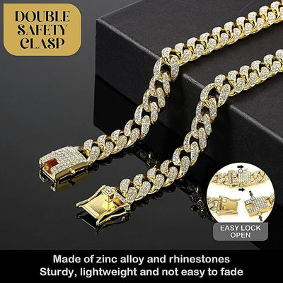 Jewelled Metal Chain Pet Collar - Silver-tone