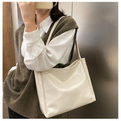 Lunéva™ Large PU Tote Bag - Ivory