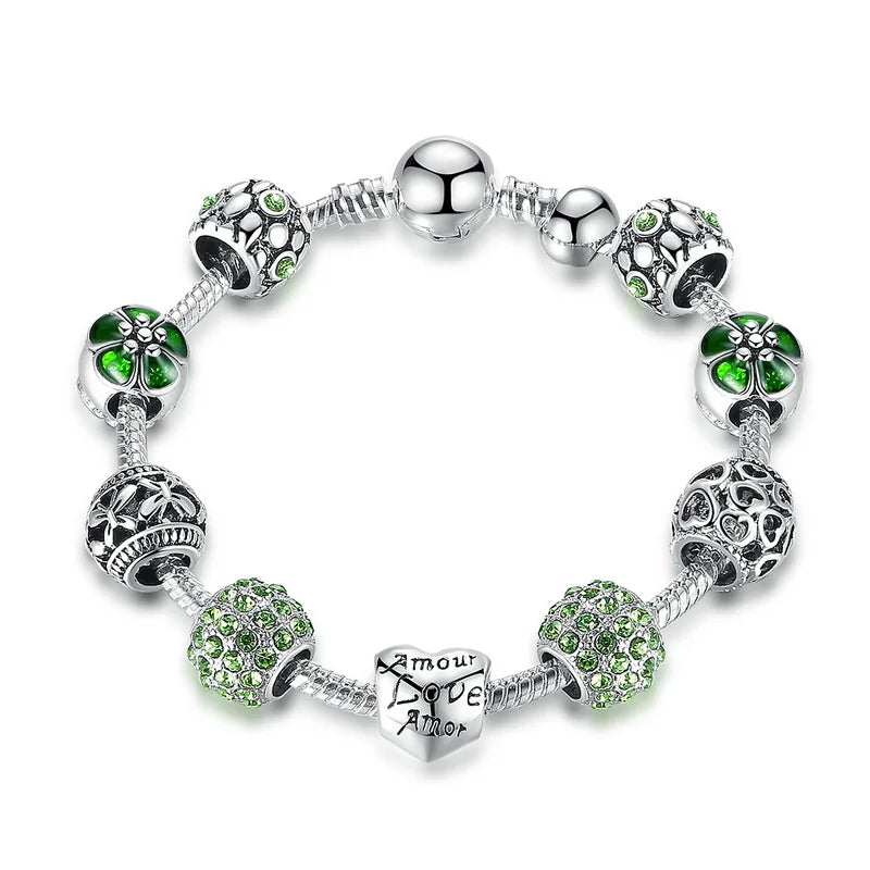 BAMOER Heart & Flower Charm Bracelet gift presentation