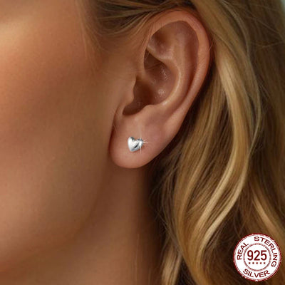 BAMOER Mini Heart Stud Earrings worn